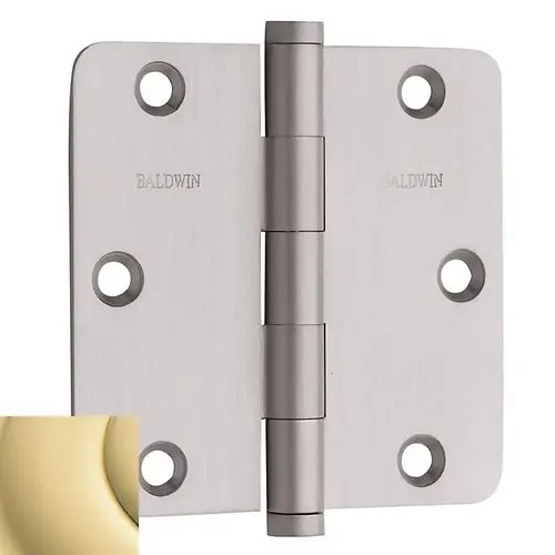 3-1/2" x 3-1/2" - 1/4" Radius Mortise Hinge Unlacquered Brass Finish