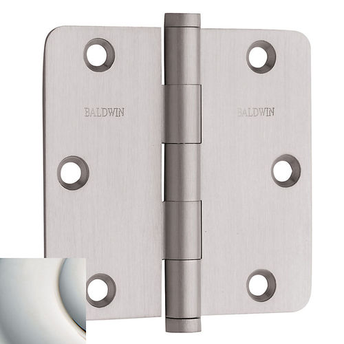 3-1/2" x 3-1/2" - 1/4" Radius Mortise Hinge Lifetime Bright Nickel Finish