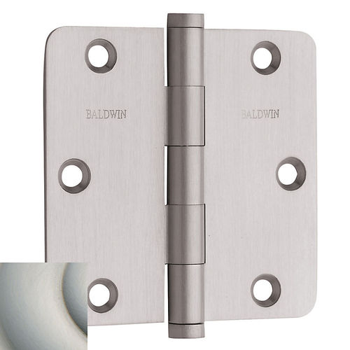 3-1/2" x 3-1/2" - 1/4" Radius Mortise Hinge Lifetime Satin Nickel Finish