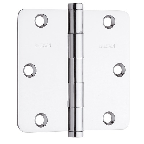 1/4" Radius Corner Hinge, Polished Chrome