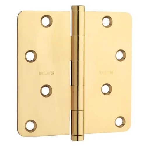 1/4" Radius Corner Hinge, Lifetime PVD Polished Brass