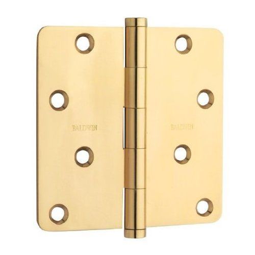 Baldwin 1440031I 4" x 4" 1/4" Radius Mortise Hinge Unlacquered Brass