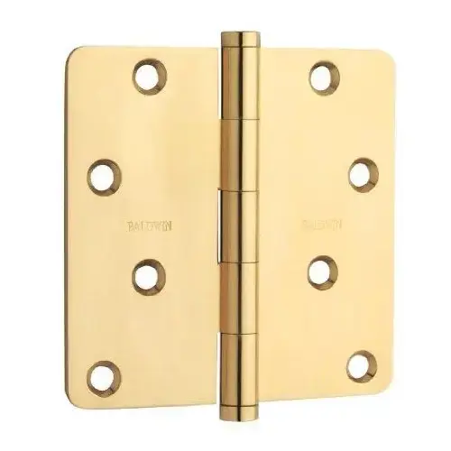 4" x 4" - 1/4" Radius Mortise Hinge Unlacquered Brass Finish