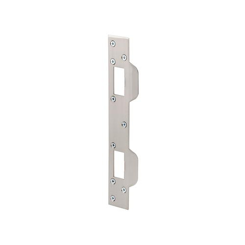 Door Strike - For Use With 5-1/2" And 6" Hole Spacing On Dead Latch And Deadbolt - Steel - Satin Nickel (Single Pack)