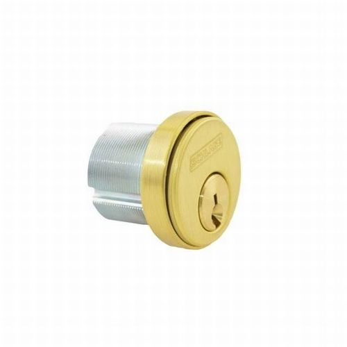 1-1/8" Mortise Cylinder C Keyway with Compression Ring and Spring and L Cam Satin Brass Finish