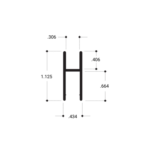 Aluminum H-Bar Extrusion  3/16"-1/4" Glass - Brite Gold Anodized 144" Length