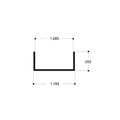 Sliding Bottom TrackAluminum Extrusion - Brite Anodized  4" Sample