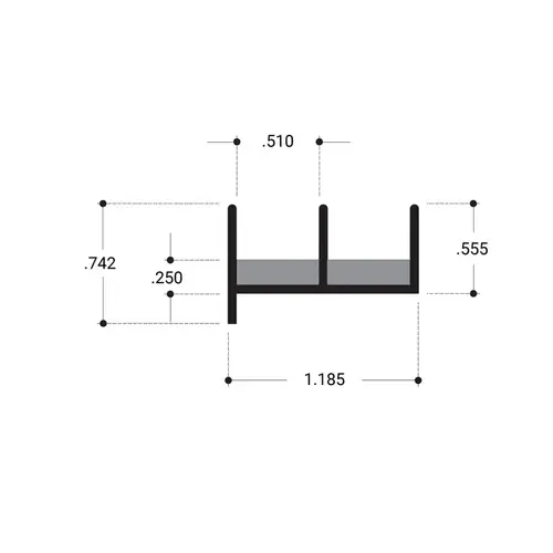 Jamb with Sponge Rubber for Track Assemblies - Brite Anodized 144" Length