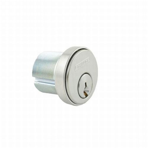 1-1/8" Mortise Cylinder CE Keyway with Compression Ring and Spring and L Cam Satin Chrome Finish