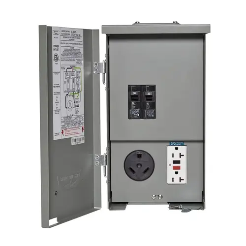 RV/EV Power Outlet, 1-Phase, 30 A, 240 V, 2-Space, NEMA 3R Enclosure, Bolt-On