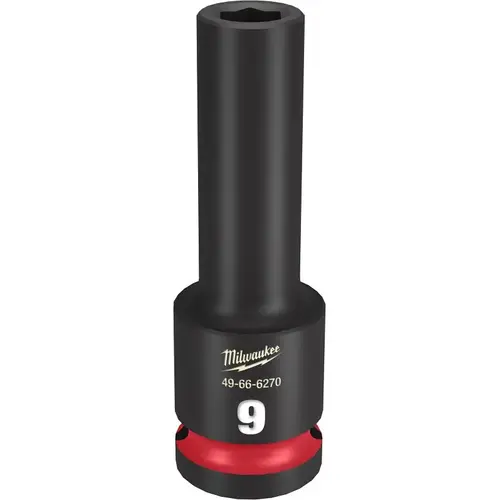 SHOCKWAVE Impact Duty Series Deep Impact Socket, 9 mm Socket, 1/2 in Drive, Square Drive, 6-Point Black Phosphate