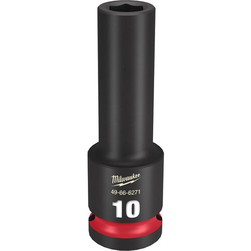 SHOCKWAVE Impact Duty Series Deep Impact Socket, 10 mm Socket, 1/2 in Drive, Square Drive, 6-Point Black Phosphate