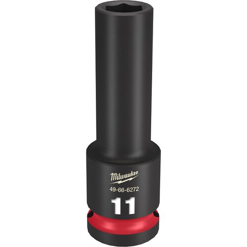 SHOCKWAVE Impact Duty Series Deep Impact Socket, 11 mm Socket, 1/2 in Drive, Square Drive, 6-Point Black Phosphate