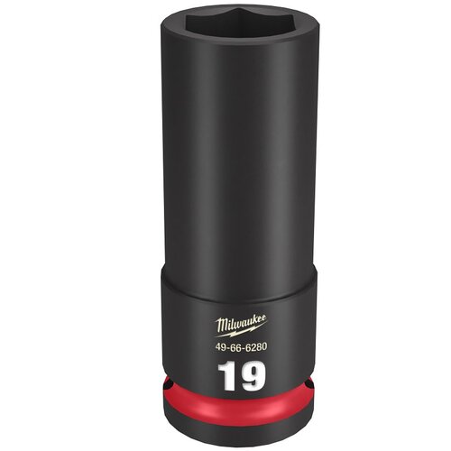 SHOCKWAVE Impact Duty Series Deep Impact Socket, 19 mm Socket, 1/2 in Drive, Square Drive, 6-Point Black Phosphate