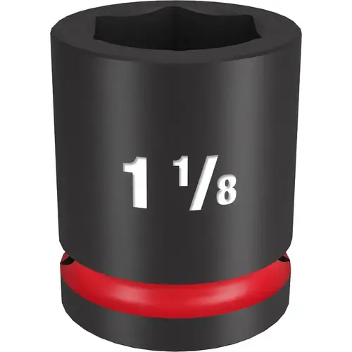 SHOCKWAVE Impact Duty Series Shallow Impact Socket, 1-1/8 in Socket, 3/4 in Drive, Square Drive Black Phosphate