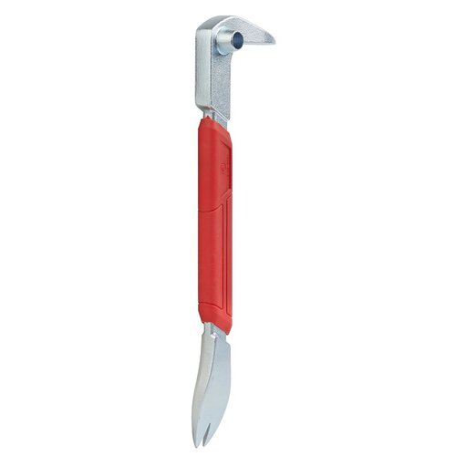 Nail Puller, 12 in L, Beveled Edge Tip, Steel, Red/Silver, 2 in W