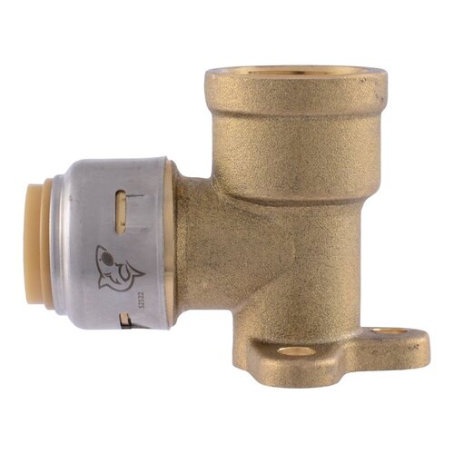 Max Drop Ear Elbow, 1/2 in PTC x 1/2 in FNPT, 90 deg Angle, Brass, 250 psi Pressure