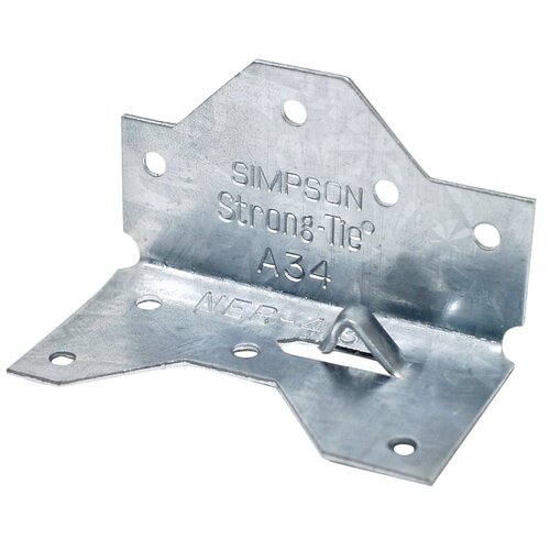 Simpson Strong-Tie A34 Framing Angle, 1-7/16 in W, 2-1/2 in D, Steel, Galvanized