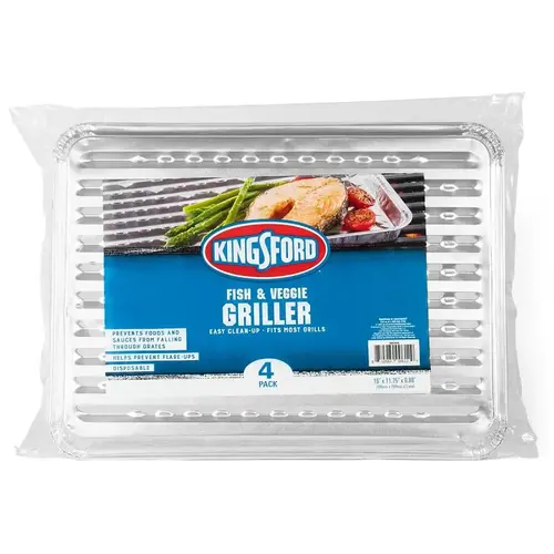 Non-Stick Aluminum 11.75 In. W. x 16 In. L. Fish & Veggie Griller Pan Silver - pack of 4