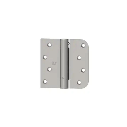 1754 4" x 4" Square by 5/8" Radius Corner Steel Full Mortise Residential Spring Hinge, Satin Chrome Finish