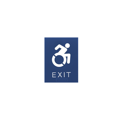 368E EXIT with Wheelchair - ADA Tactile Plastic Sign, Black Finish