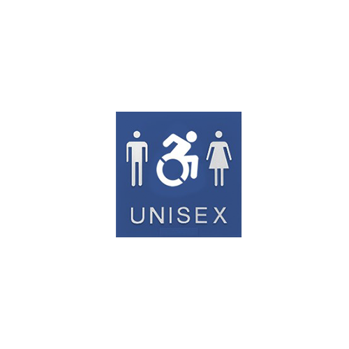 368U UNISEX with Wheelchair - ADA Tactile Plastic Sign, Black Finish - pack of 5