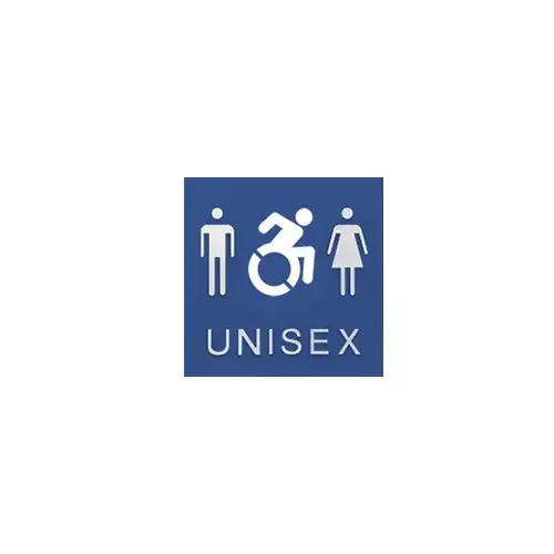 368U UNISEX with Wheelchair - ADA Tactile Plastic Sign, Bright Brass Finish