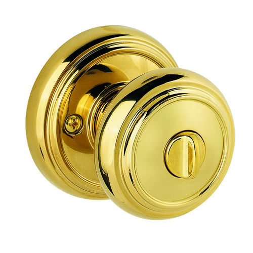 Privacy Alcott with Round Rose with 6AL Latch and RCS Strike Bright Brass Finish