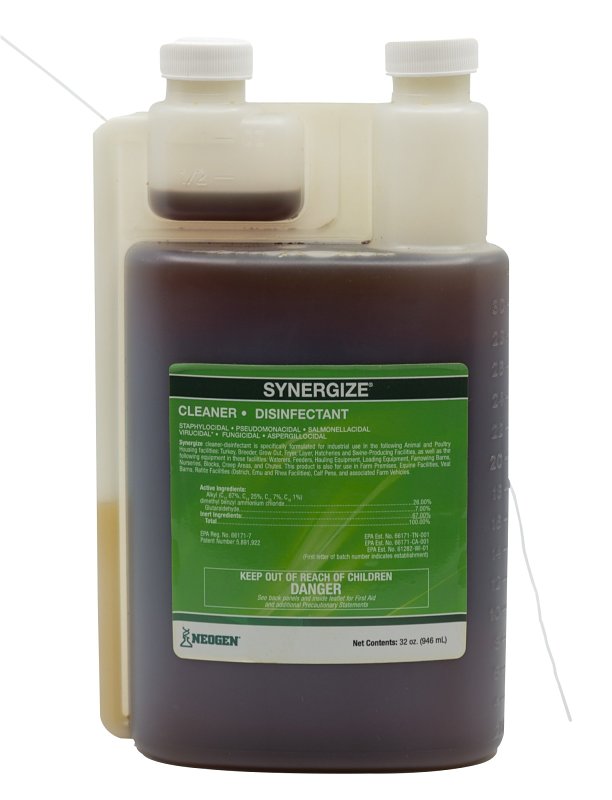 Synergize 433600/32 Livestock Disinfectant, Multi-Purpose, 32-oz. Concentrate Clear/Light Yellow