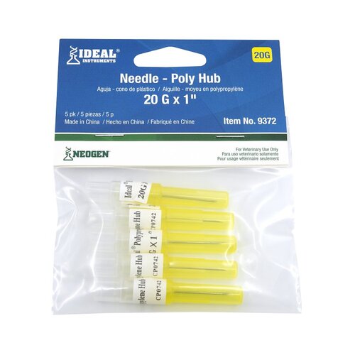 Livestock Injection Needles, Disposable, 1-In. Poly Hub, 20-Ga  pack of 5