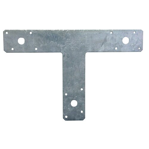 T T-Shaped Strap, 12 in L, 2 in W, Steel, Galvanized, Fastening Method: Nail - pack of 10