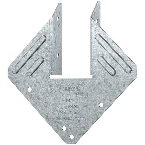 Hurricane Tie, 0.923 in L, 5.28 in W, Steel, Galvanized, Fastening Method: Nail - pack of 100