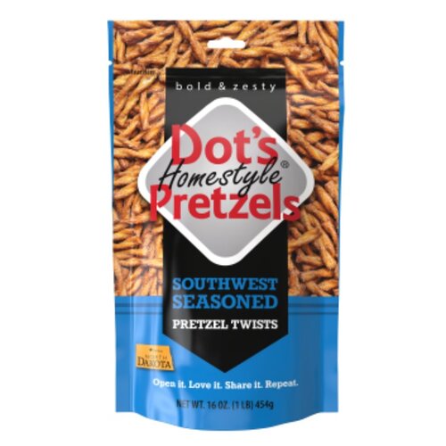 Dot's Homestyle Pretzels 59016 5002- DP Southwest Seasoned Pretzel Twists, Artificial Butter Flavor, 16 oz Bag