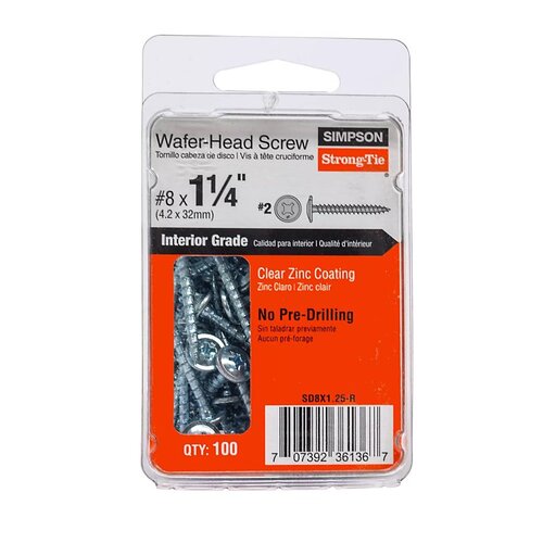 Structural Screws No. 8 Sizes X 1-1/4" L Phillips Wafer Head 0.6 lb Zinc-Plated