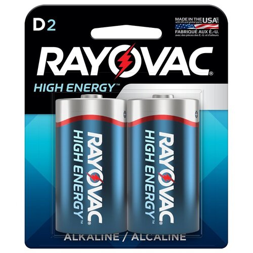 Rayovac 813-2 GENK.01 HIGH ENERGY Household Battery, D Battery, Alkaline - Pair