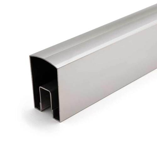 2" x 3" V-Cut Cap Rail with Radius Top - Polished Stainless