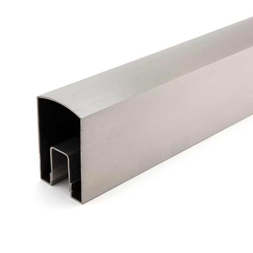 2" x 3" V-Cut Cap Rail with Radius Top - Brushed Stainless