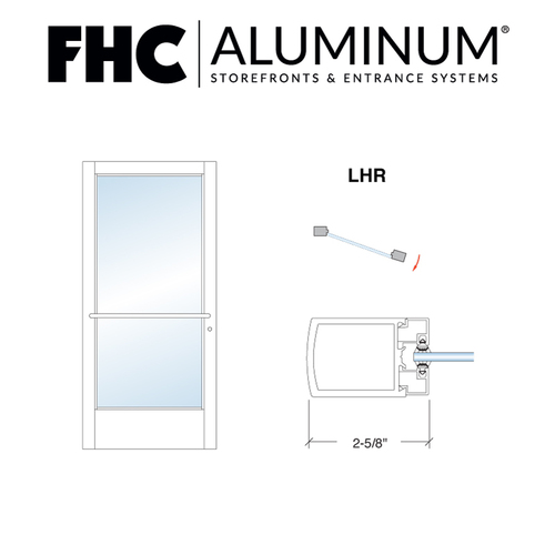 FHC 200 Series Stock Narrow Stile Single Aluminum Door - LHR - Center Pivots - Satin Anodized