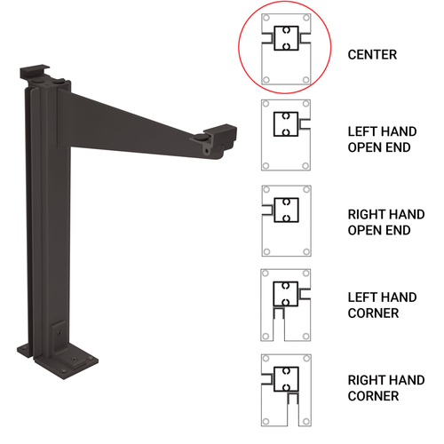 FHC 0D995DUCC FHC Custom 995 Partition Post Center with Top Shelf Bracket for 1/4" and 3/16" Glass - Dark Black/Bronze Anodized