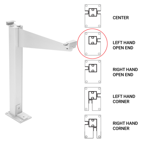 FHC 0D995BALEC FHC Custom 995 Partition Post Left End with Top Shelf Bracket for 1/4" and 3/16" Glass - Brite Anodized