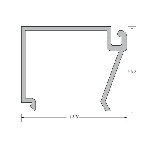 Aluminum 2" x 4-1/2" Center Glaze Snap On Glass Stop for 5/8" to 1" Glass - 24'-1" Length - Clear Anodized