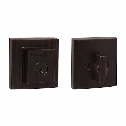 Square Single Cylinder Deadbolt with RCAL Latch, RCS Strike, and Smart Key Venetian Bronze Finish