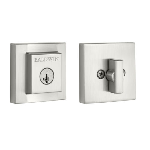Square Single Cylinder Deadbolt with RCAL Latch, RCS Strike, and Smart Key Satin Nickel Finish