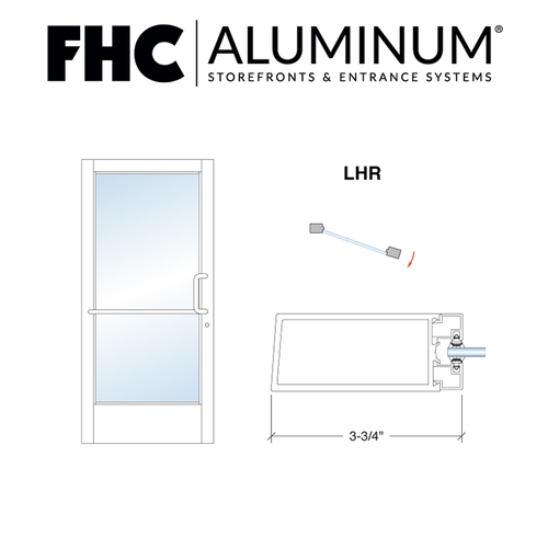 FHC 300 Series Stock Medium Stile Single Aluminum Door - LHR - Continuous Hinge - Satin Anodized