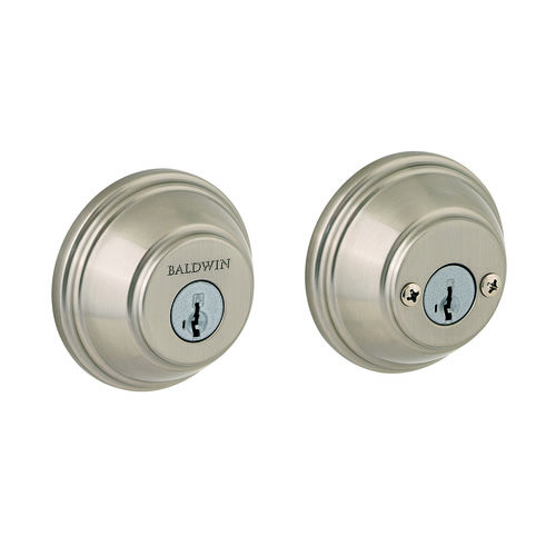 Round Double Cylinder Deadbolt with RCAL Latch, RCS Strike, and Smart Key Satin Nickel Finish
