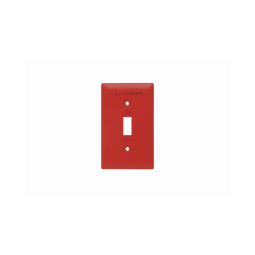 "Gas Burner" One-Gang Toggle Switch Wall Plate, 302/304 Stainless Steel, Painted Red