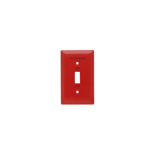 "Oil Burner" One-Gang Toggle Switch Wall Plate, 302/304 Stainless Steel, Painted Red