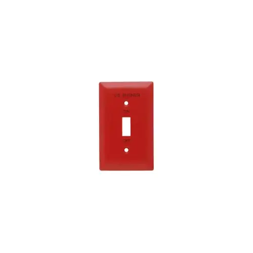 "Oil Burner" One-Gang Toggle Switch Wall Plate, 302/304 Stainless Steel, Painted Red