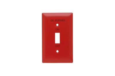 PASS & SEYMOUR SS1OBRED "Oil Burner" One-Gang Toggle Switch Wall Plate, 302/304 Stainless Steel, Painted Red