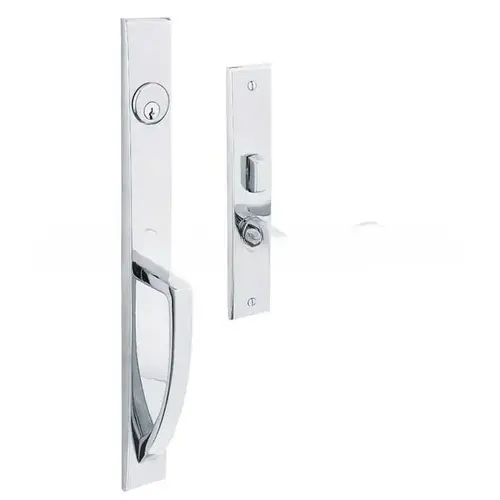 Lakeshore Left Hand Double Cylinder Entry Mortise Lock Trim Bright Chrome Finish